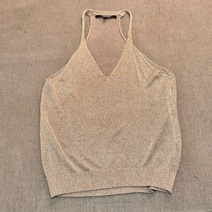 Guess Y2K Gold Metallic Knit Halter Top
